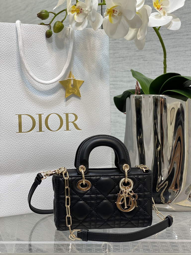 Dior S0910 Micro Lady D-Joy Bag Black Cannage Lambskin