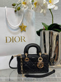 Dior S0910 Micro Lady D-Joy Bag Black Cannage Lambskin
