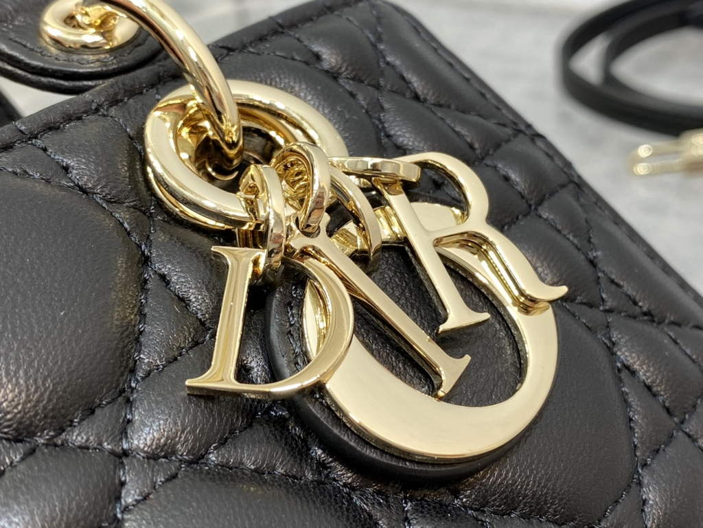Dior S0910 Micro Lady D-Joy Bag Black Cannage Lambskin
