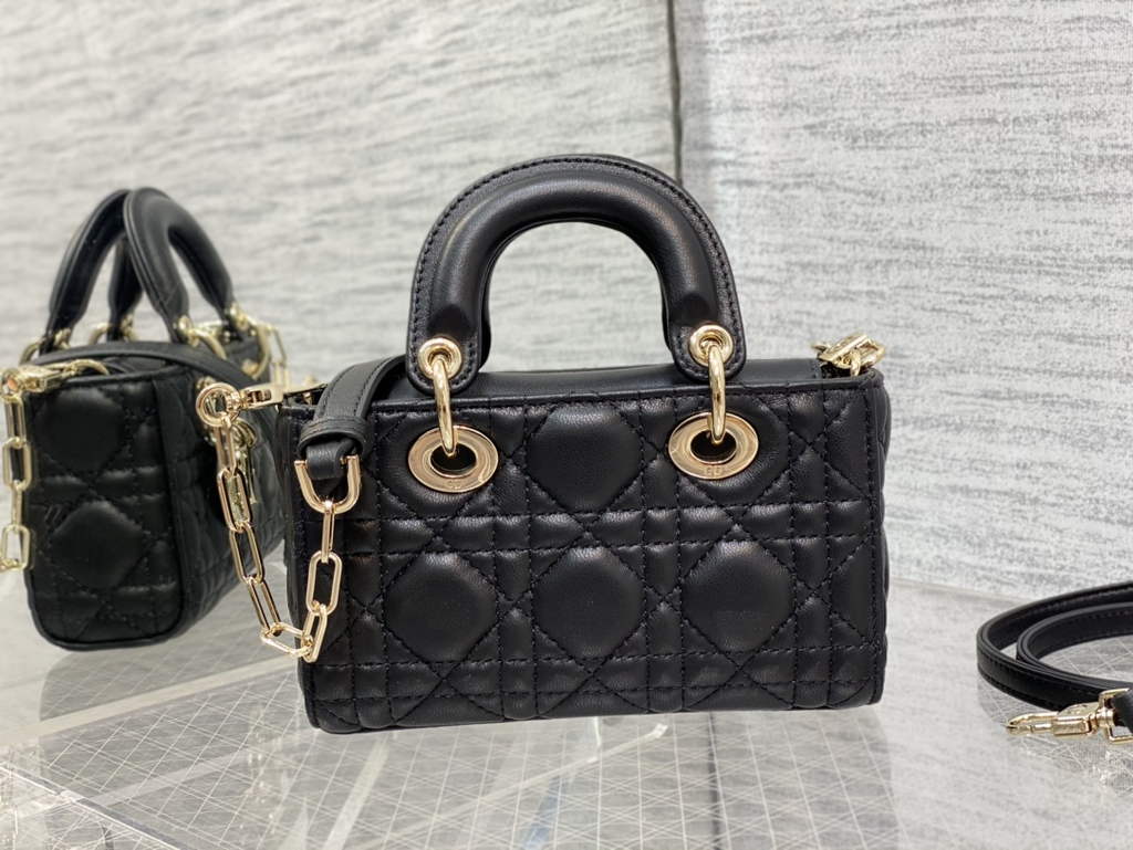 Dior S0910 Micro Lady D-Joy Bag Black Cannage Lambskin