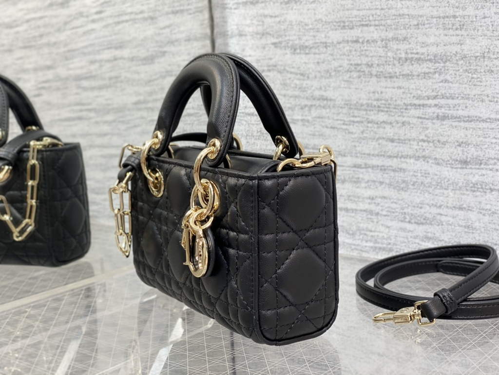 Dior S0910 Micro Lady D-Joy Bag Black Cannage Lambskin - Default Title - View 7