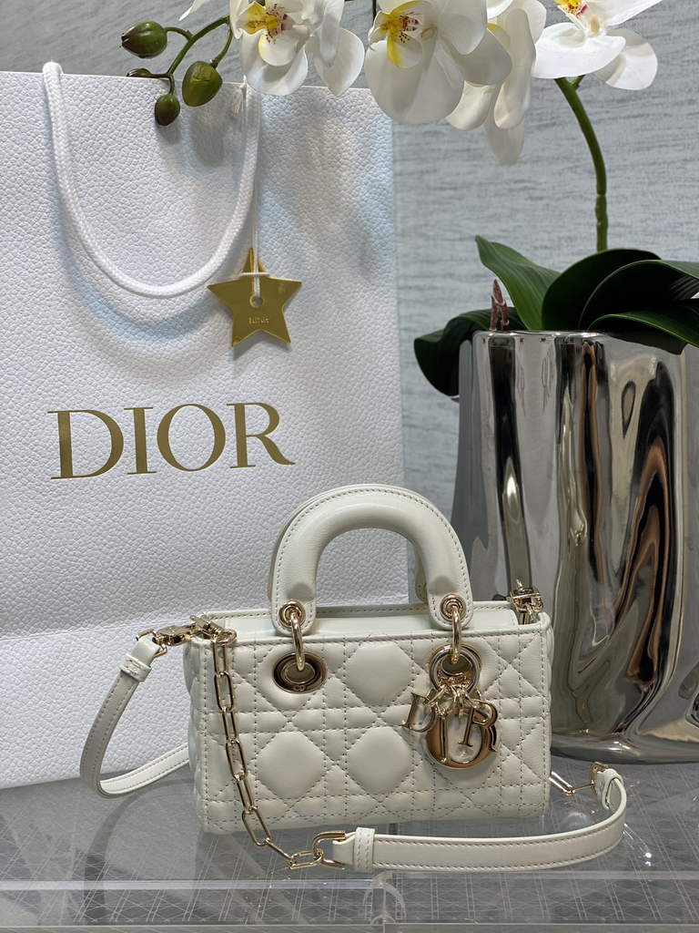 Dior S0910 Micro Lady D-Joy Bag Beige Cannage Lambskin - Default Title - View 1