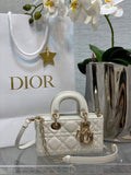 Dior S0910 Micro Lady D-Joy Bag Beige Cannage Lambskin