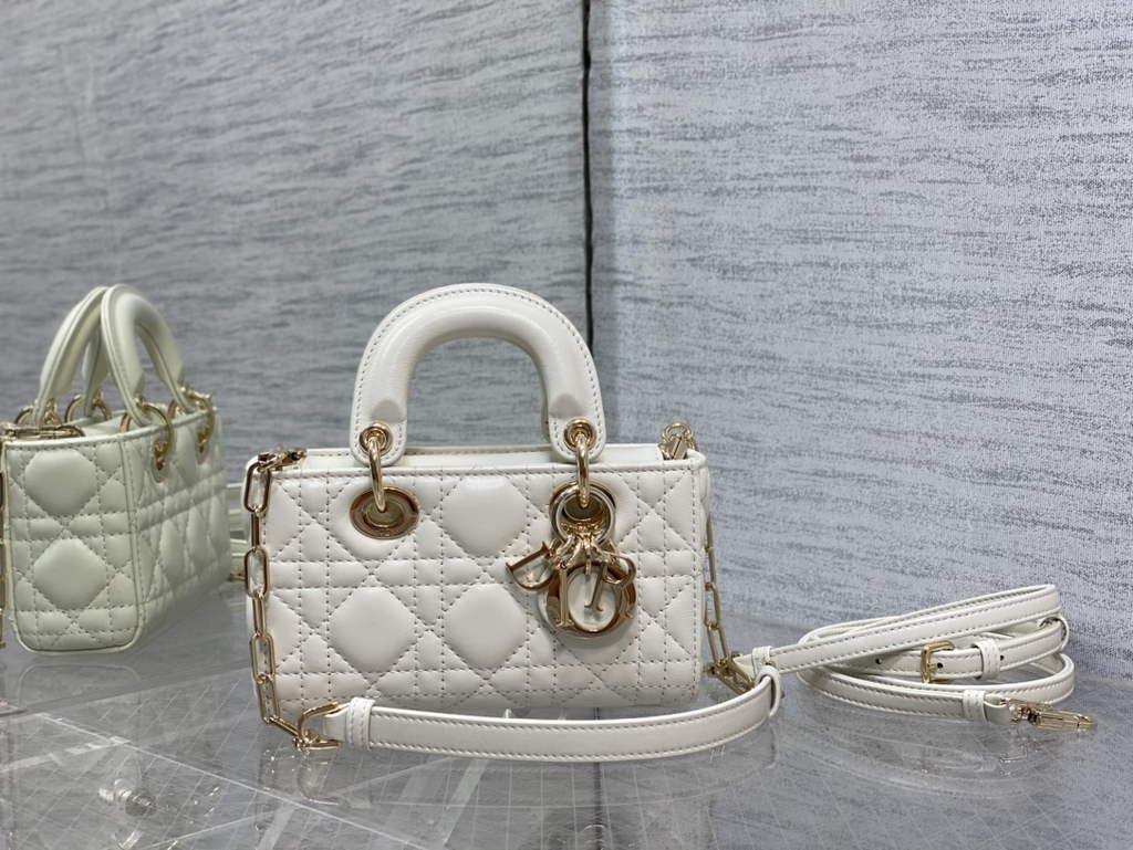 Dior S0910 Micro Lady D-Joy Bag Beige Cannage Lambskin