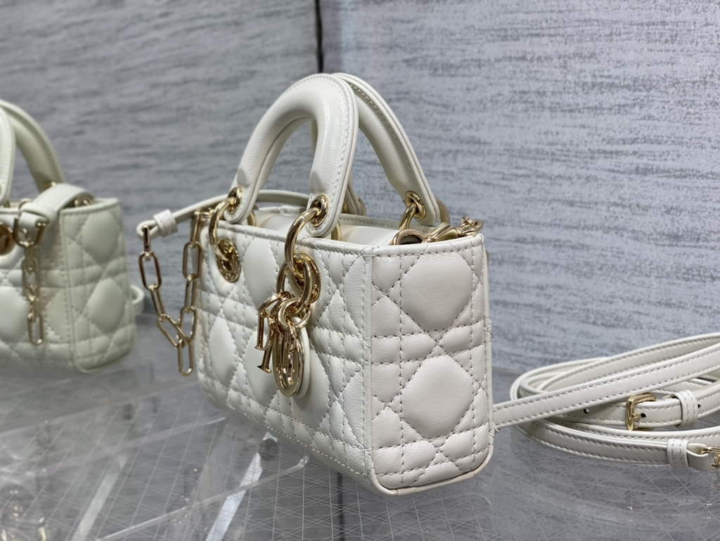 Dior S0910 Micro Lady D-Joy Bag Beige Cannage Lambskin