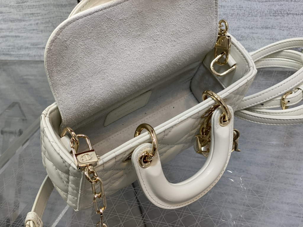 Dior S0910 Micro Lady D-Joy Bag Beige Cannage Lambskin