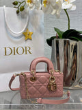 Dior S0910 Micro Lady D-Joy Bag Pink Cannage Lambskin