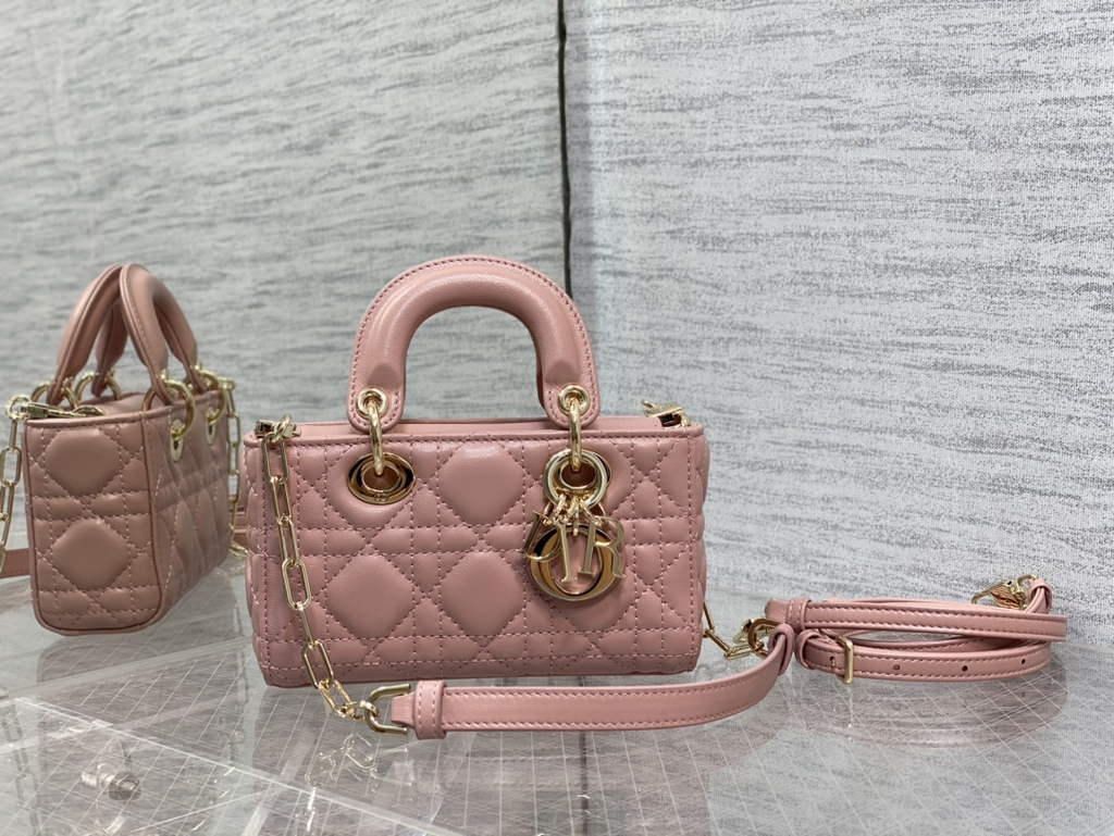 Dior S0910 Micro Lady D-Joy Bag Pink Cannage Lambskin