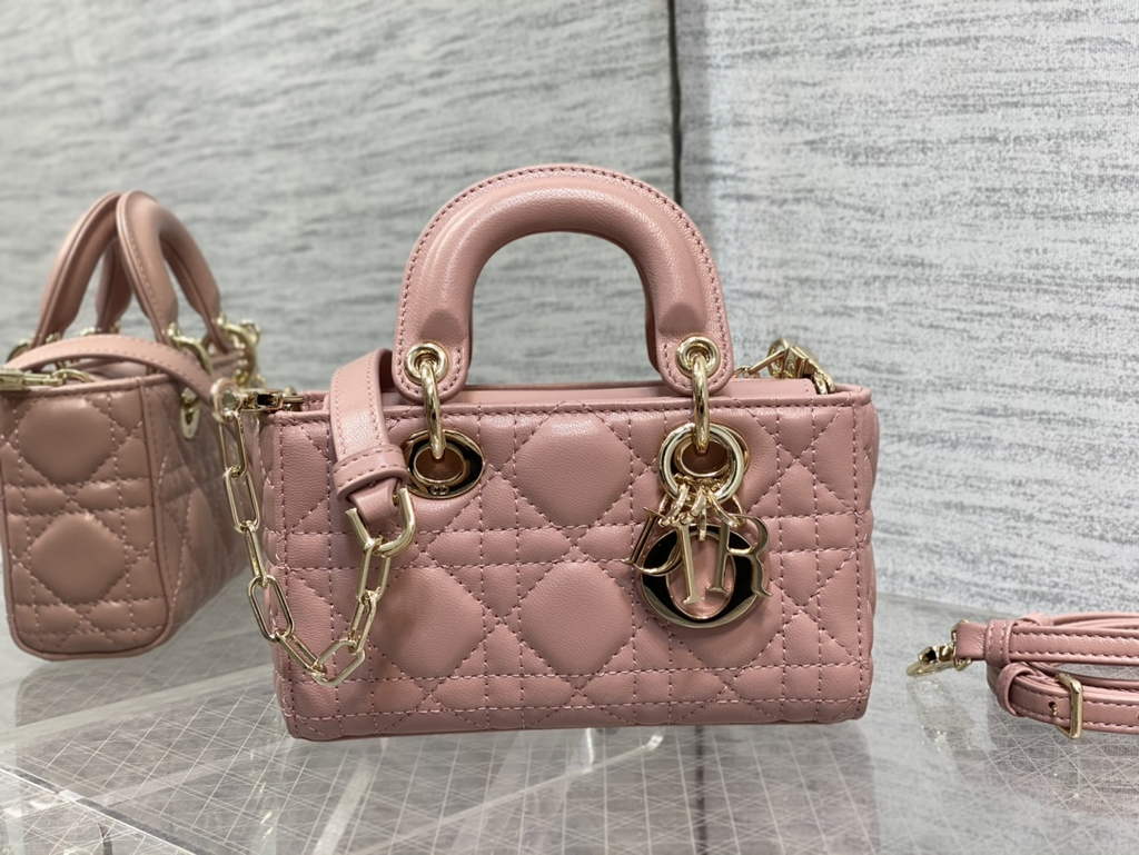 Dior S0910 Micro Lady D-Joy Bag Pink Cannage Lambskin