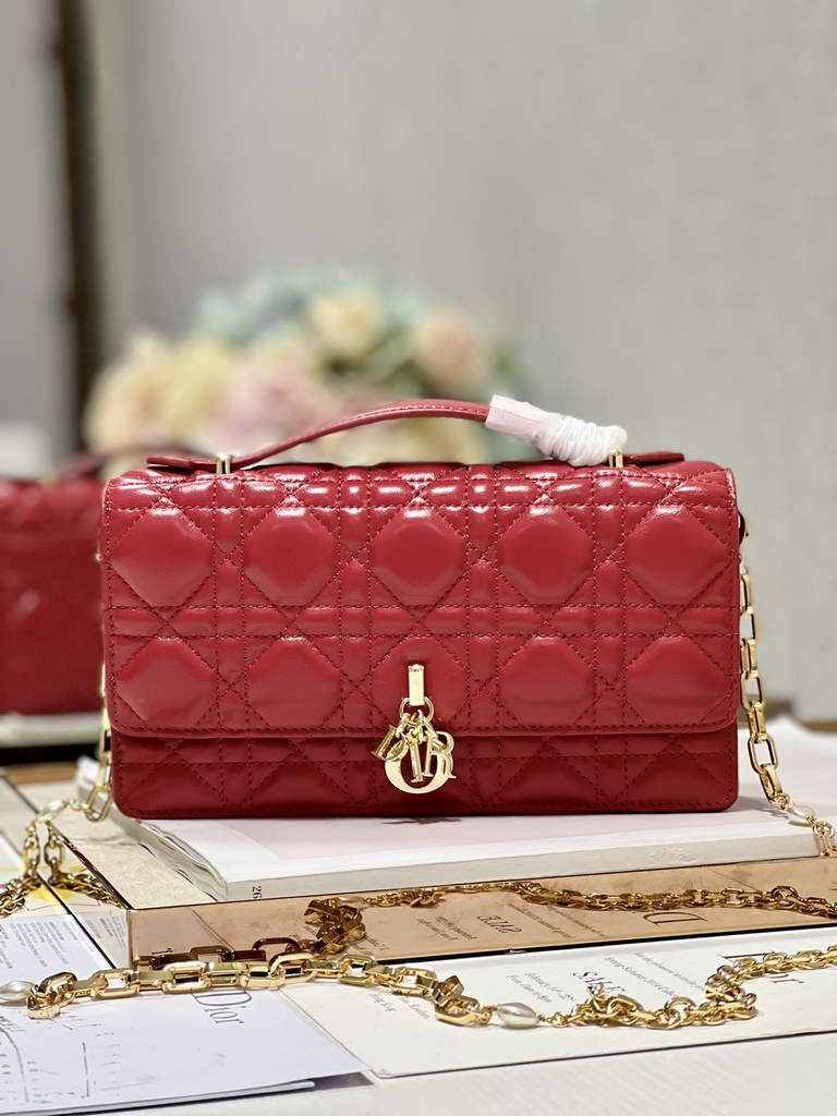 Dior S0980 Mini Miss Bag Rose Des Vents Cannage Lambskin In Red - Default Title - View 1