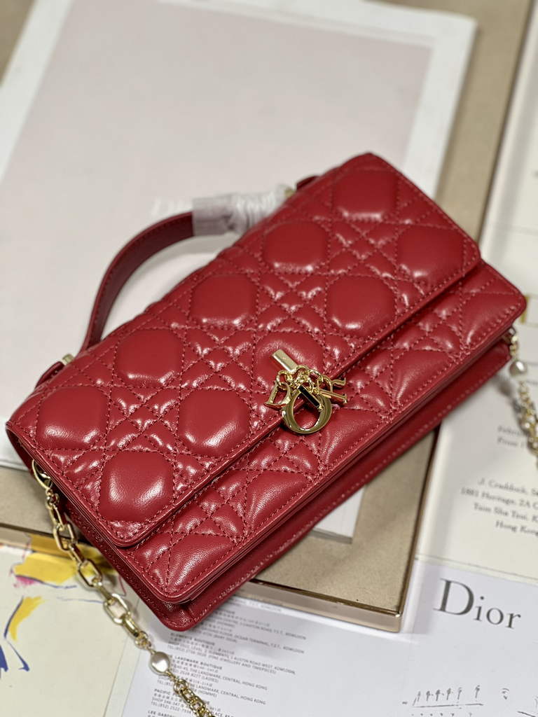 Dior S0980 Mini Miss Bag Rose Des Vents Cannage Lambskin In Red - Default Title - View 7