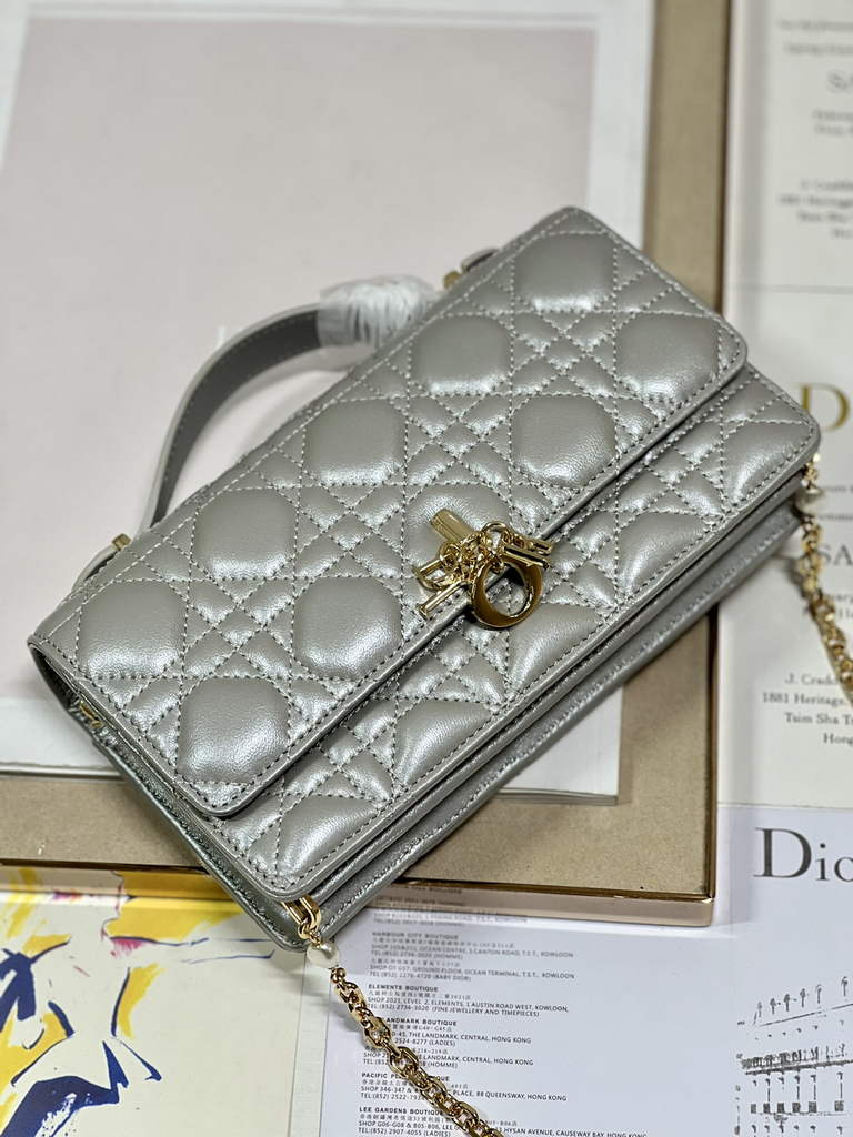 Dior S0980 Mini Miss Bag Rose Des Vents Cannage Lambskin In Silver Gray - Default Title - View 7