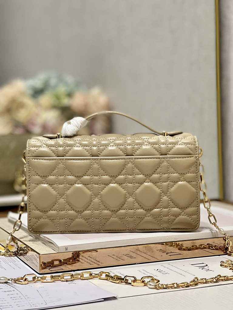Dior S0980 Mini Miss Bag Rose Des Vents Cannage Lambskin In Apricot - Default Title - View 5