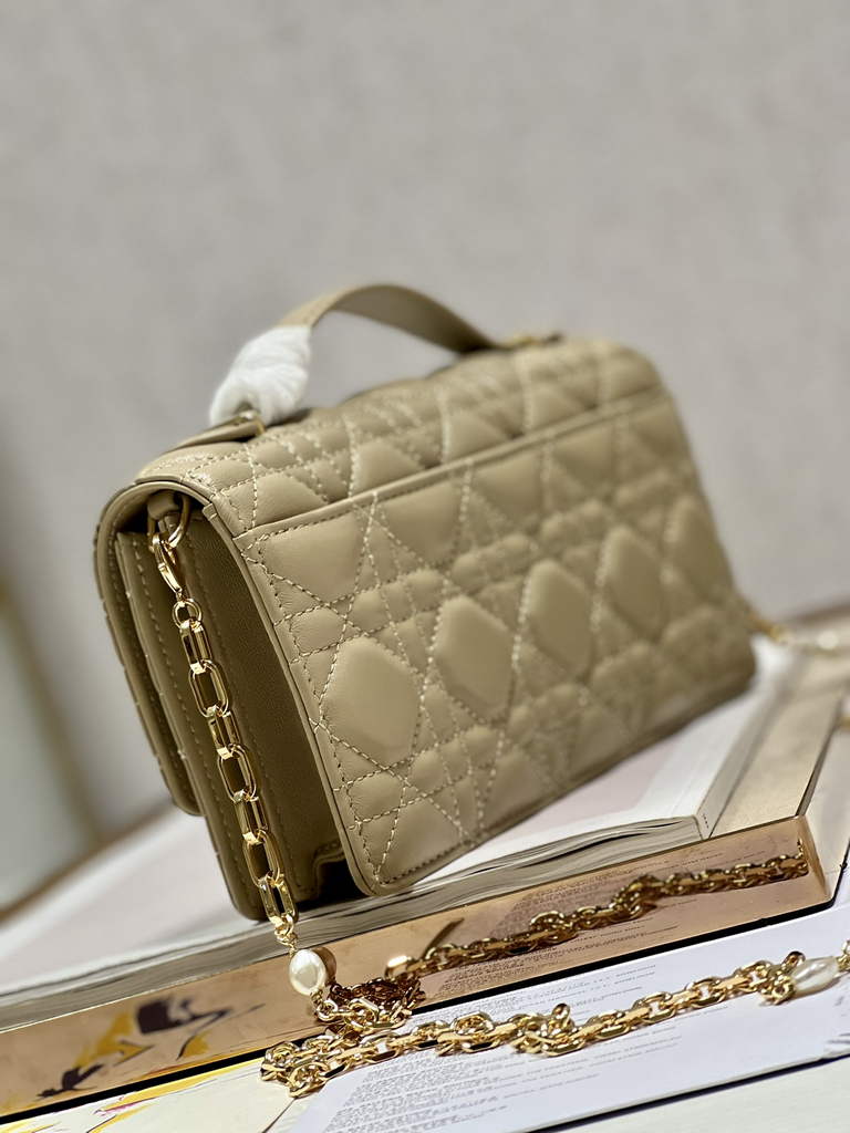 Dior S0980 Mini Miss Bag Rose Des Vents Cannage Lambskin In Apricot - Default Title - View 6