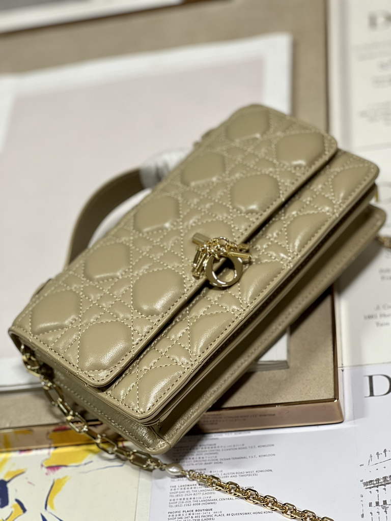 Dior S0980 Mini Miss Bag Rose Des Vents Cannage Lambskin In Apricot - Default Title - View 7