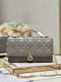 Dior S0980 Mini Miss Bag Rose Des Vents Cannage Lambskin In Gray - Default Title - View 1