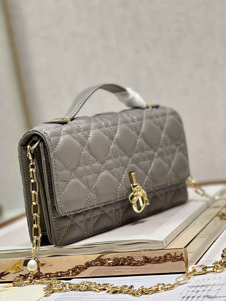 Dior S0980 Mini Miss Bag Rose Des Vents Cannage Lambskin In Gray - Default Title - View 2