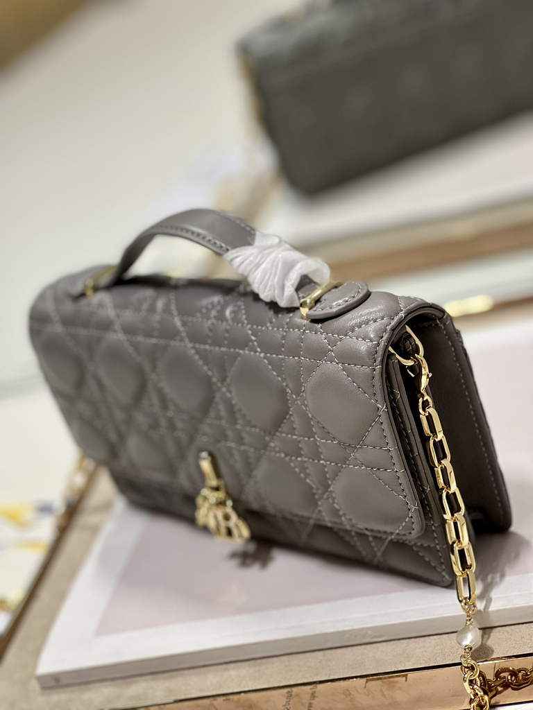 Dior S0980 Mini Miss Bag Rose Des Vents Cannage Lambskin In Gray - Default Title - View 4