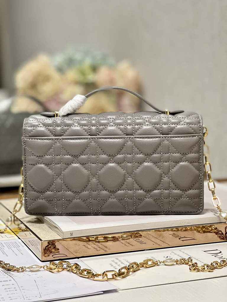 Dior S0980 Mini Miss Bag Rose Des Vents Cannage Lambskin In Gray - Default Title - View 5