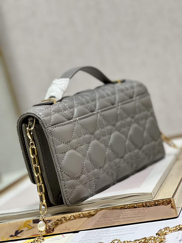 Dior S0980 Mini Miss Bag Rose Des Vents Cannage Lambskin In Gray - Default Title - View 6