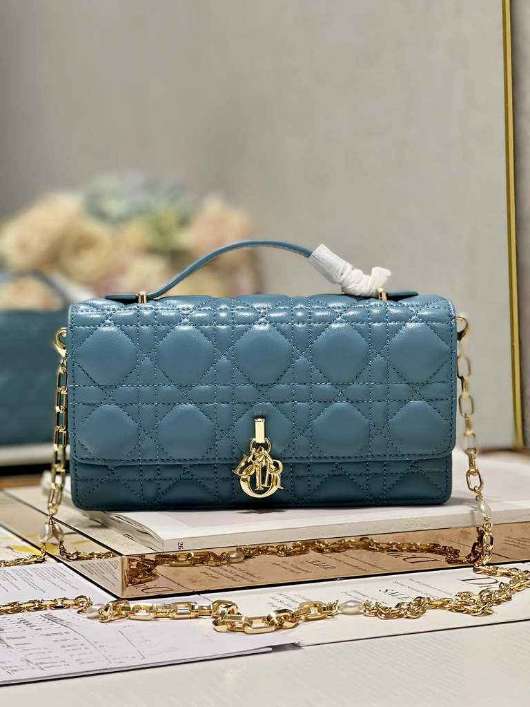 Dior S0980 Mini Miss Bag Rose Des Vents Cannage Lambskin In Blue - Default Title - View 1