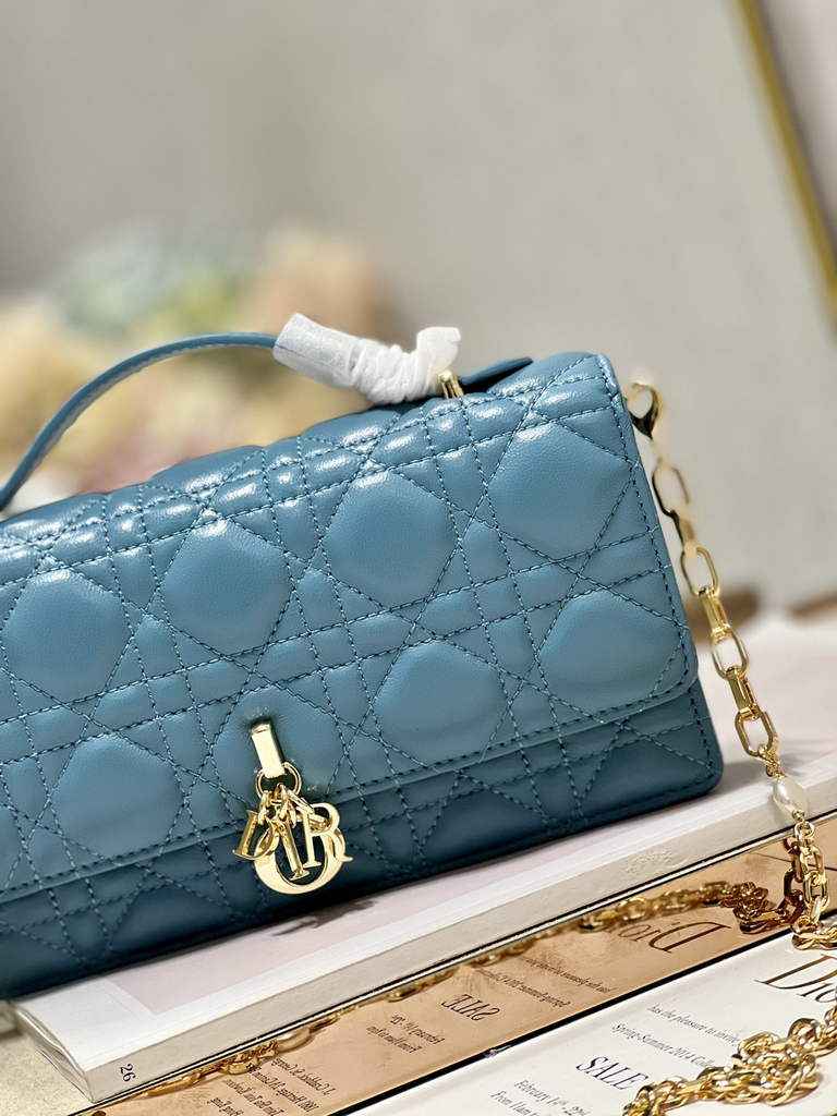 Dior S0980 Mini Miss Bag Rose Des Vents Cannage Lambskin In Blue - Default Title - View 3