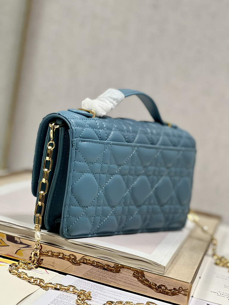 Dior S0980 Mini Miss Bag Rose Des Vents Cannage Lambskin In Blue - Default Title - View 6