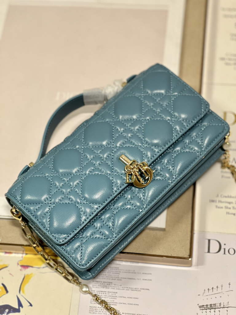 Dior S0980 Mini Miss Bag Rose Des Vents Cannage Lambskin In Blue - Default Title - View 7