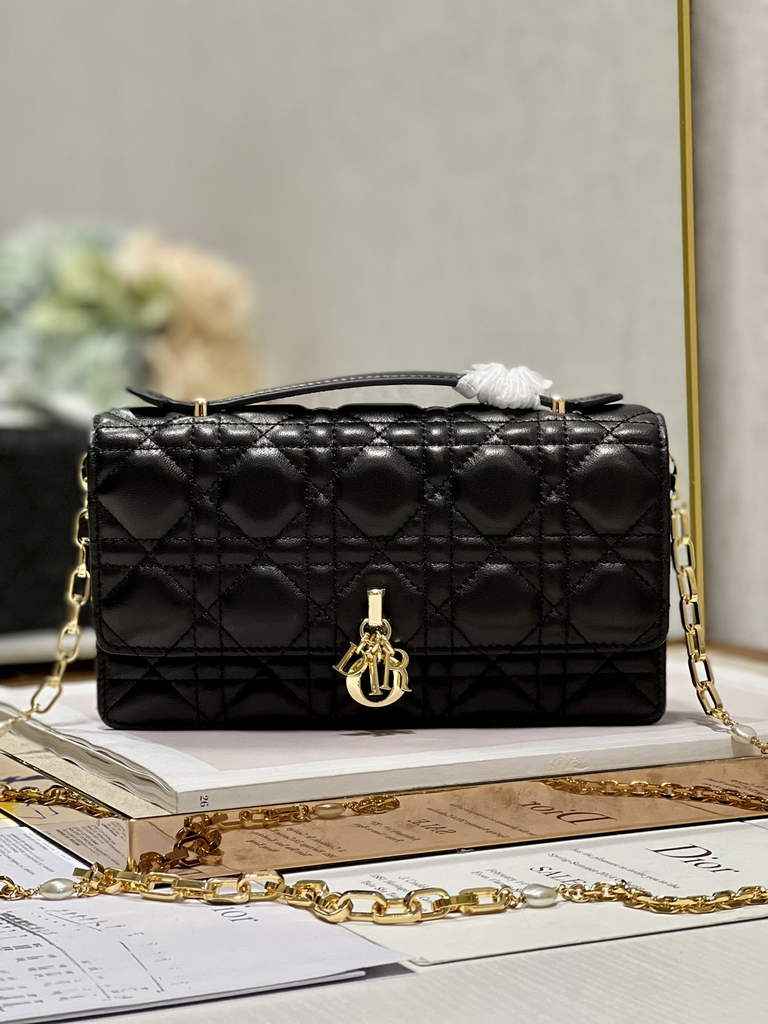 Dior S0980 Mini Miss Bag Rose Des Vents Cannage Lambskin In Black - Default Title - View 1