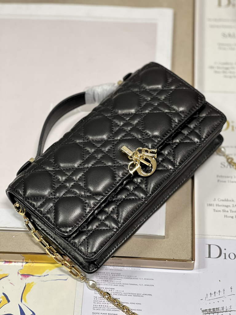 Dior S0980 Mini Miss Bag Rose Des Vents Cannage Lambskin In Black - Default Title - View 7