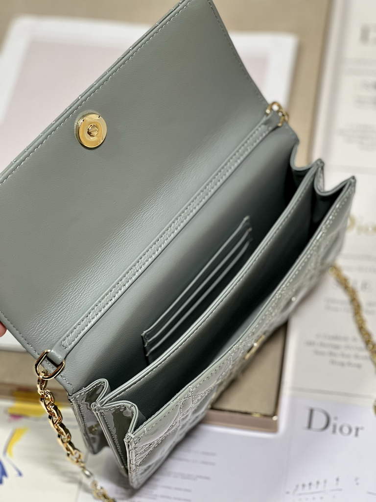 Dior S0980 Mini Miss Bag Rose Des Vents Cannage Patent Calfskin Gray - Default Title - View 8