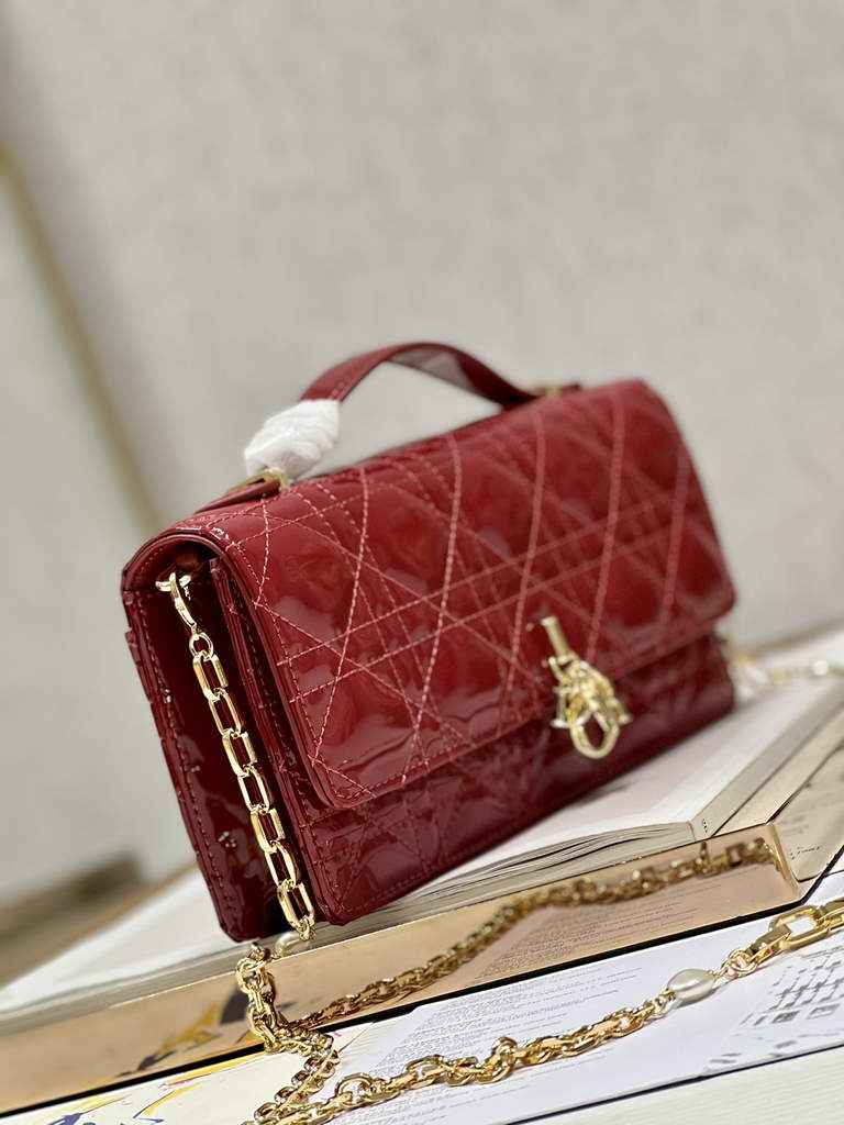 Dior S0980 Mini Miss Bag Rose Des Vents Cannage Patent Calfskin Red - Default Title - View 2