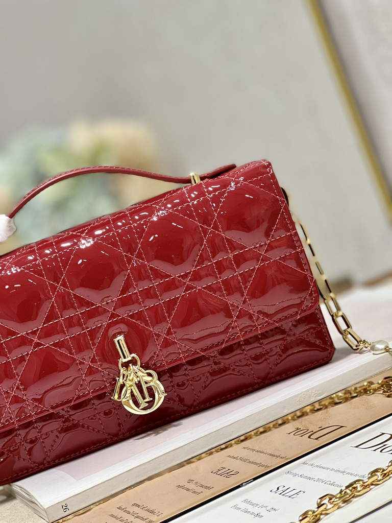 Dior S0980 Mini Miss Bag Rose Des Vents Cannage Patent Calfskin Red - Default Title - View 3