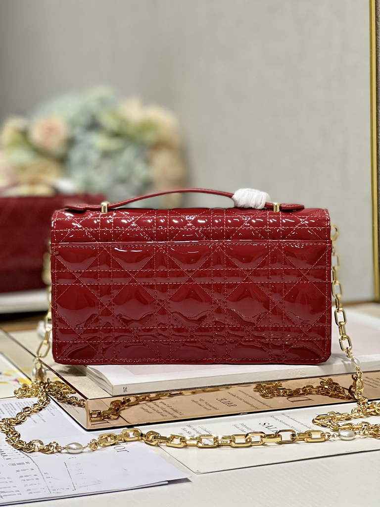 Dior S0980 Mini Miss Bag Rose Des Vents Cannage Patent Calfskin Red - Default Title - View 5