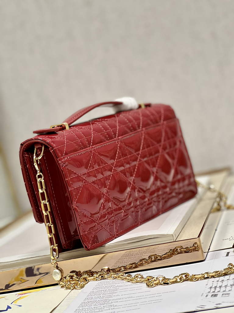 Dior S0980 Mini Miss Bag Rose Des Vents Cannage Patent Calfskin Red - Default Title - View 6