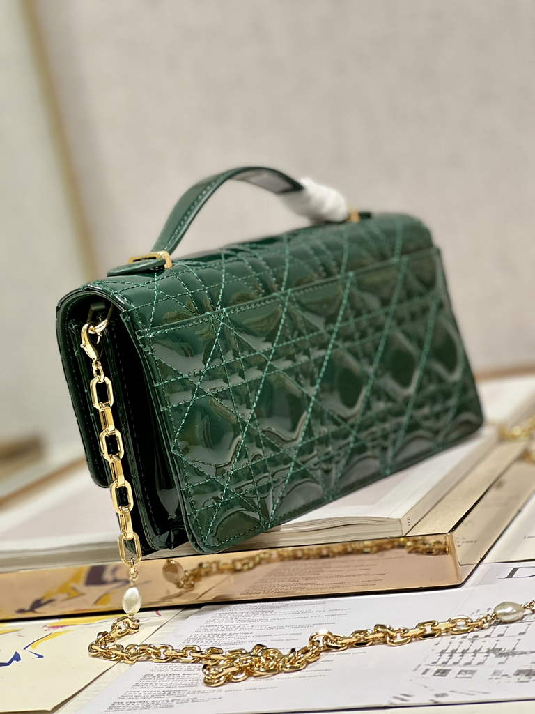 Dior S0980 Mini Miss Bag Rose Des Vents Cannage Patent Calfskin Green - Default Title - View 6