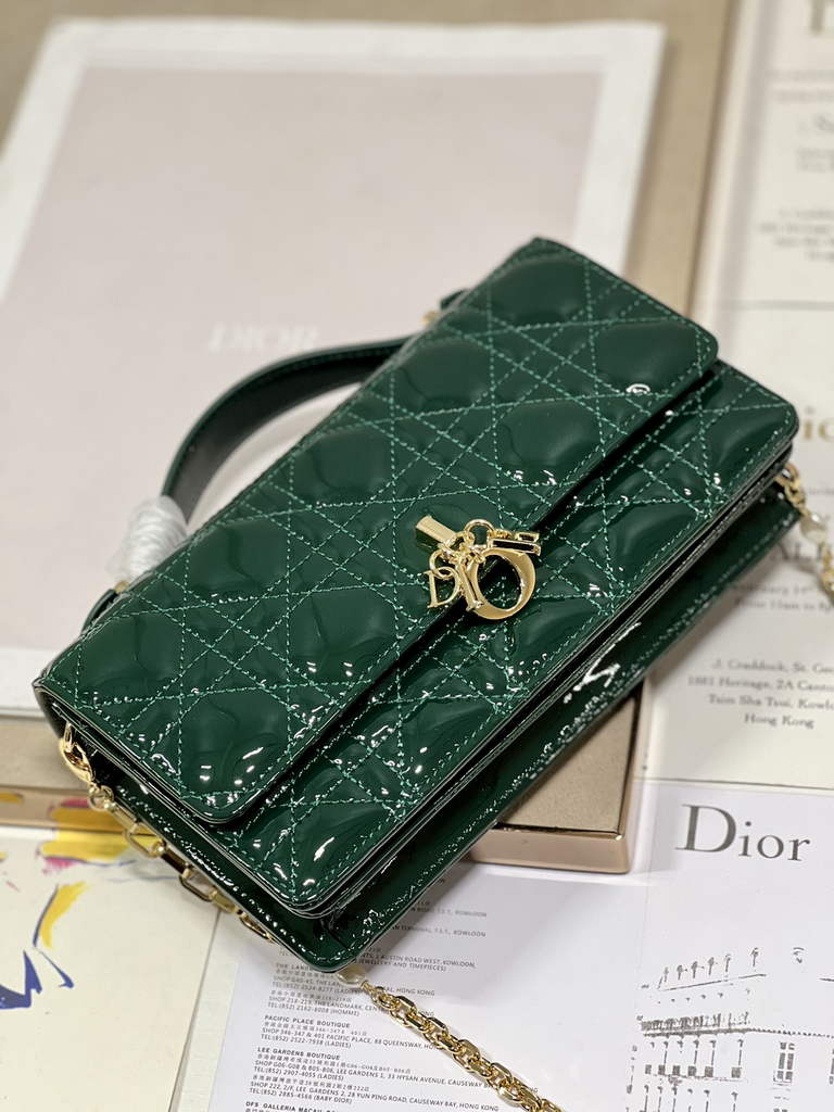 Dior S0980 Mini Miss Bag Rose Des Vents Cannage Patent Calfskin Green - Default Title - View 7