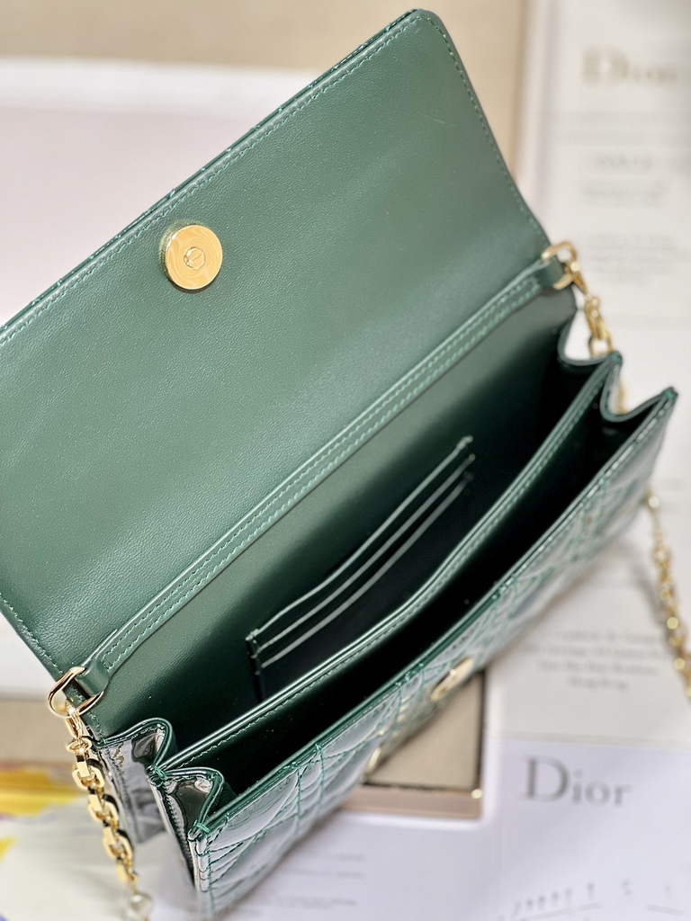Dior S0980 Mini Miss Bag Rose Des Vents Cannage Patent Calfskin Green - Default Title - View 8