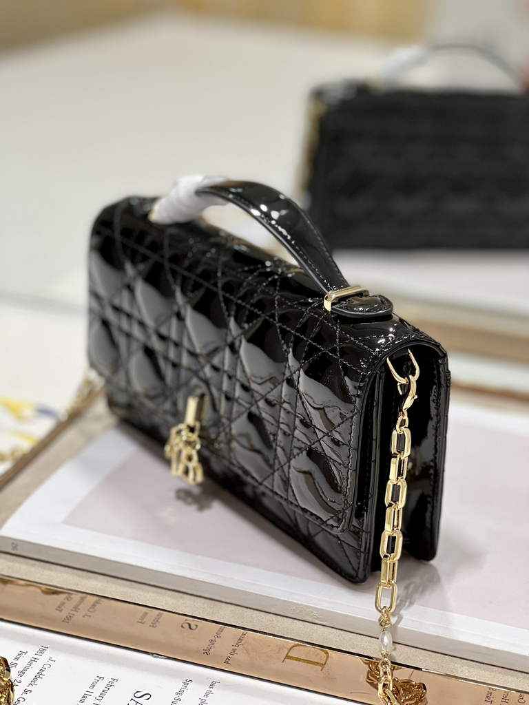 Dior S0980 Mini Miss Bag Rose Des Vents Cannage Patent Calfskin Black - Default Title - View 4