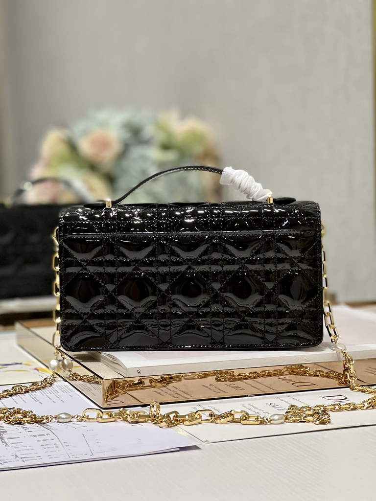 Dior S0980 Mini Miss Bag Rose Des Vents Cannage Patent Calfskin Black - Default Title - View 5
