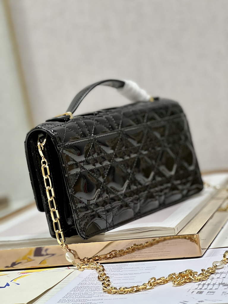 Dior S0980 Mini Miss Bag Rose Des Vents Cannage Patent Calfskin Black - Default Title - View 6