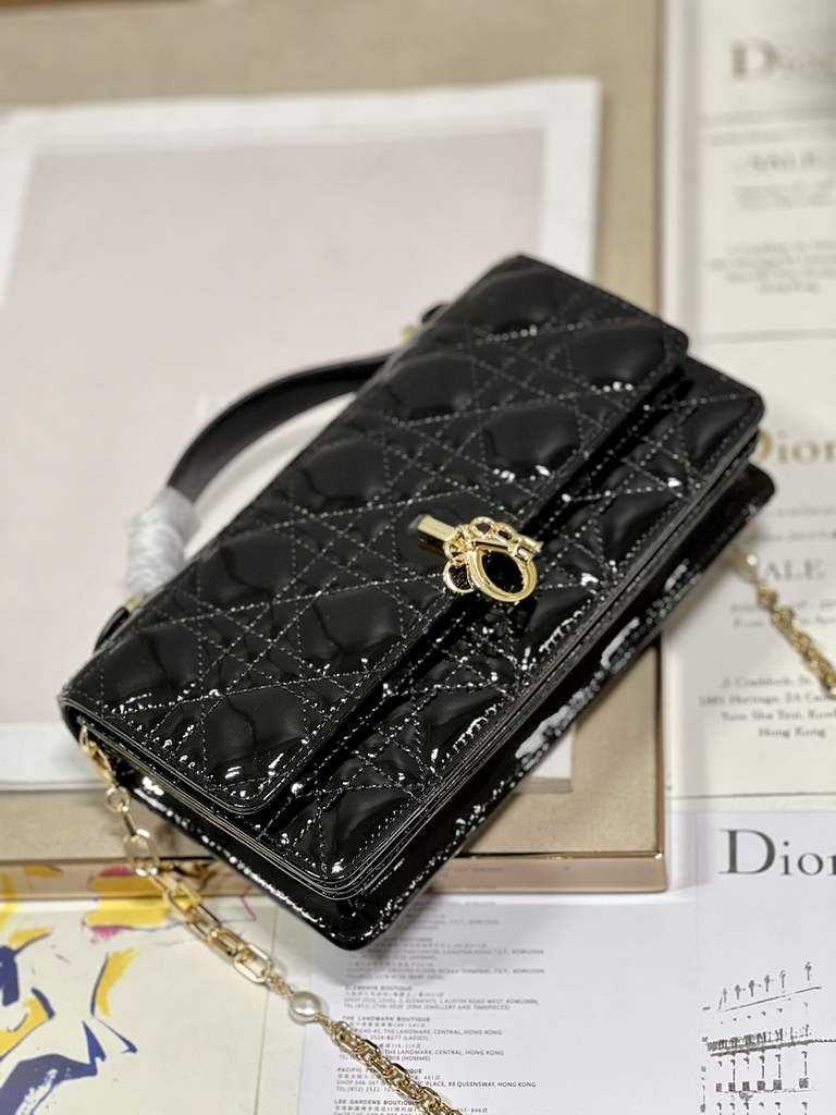 Dior S0980 Mini Miss Bag Rose Des Vents Cannage Patent Calfskin Black - Default Title - View 7