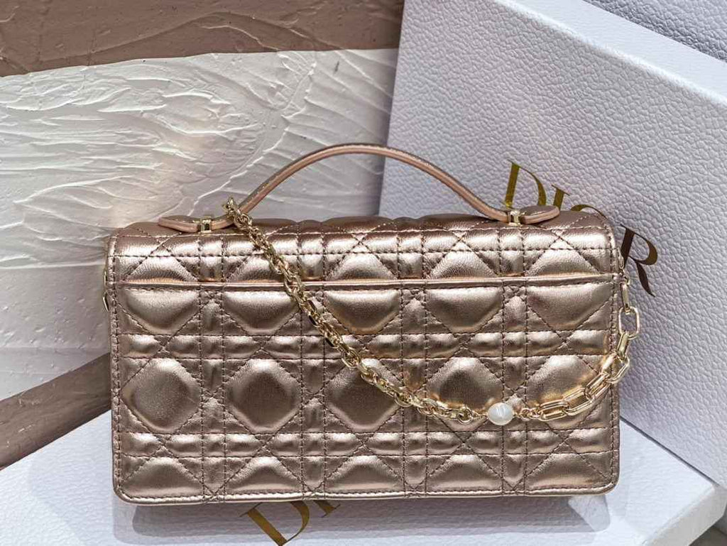 Dior S0980 MISS DIOR MINI BAG Rose Gold Cannage Lambskin - Default Title - View 4