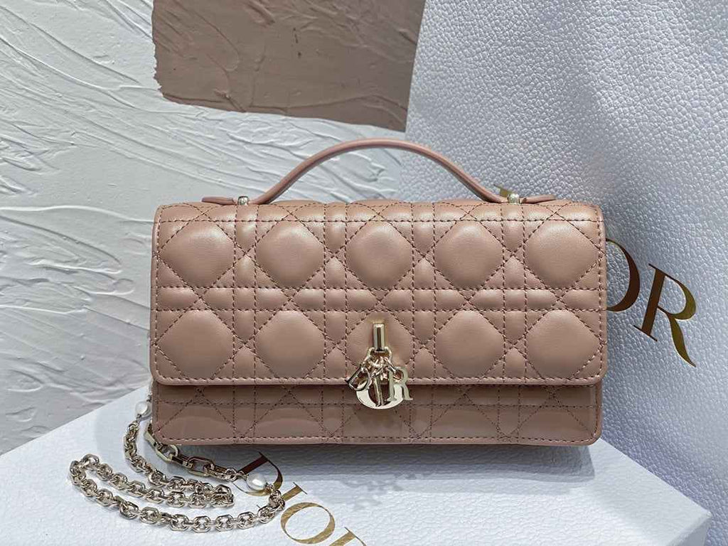 Dior S0980 MISS DIOR MINI BAG Light Pink Cannage Lambskin - Default Title - View 1