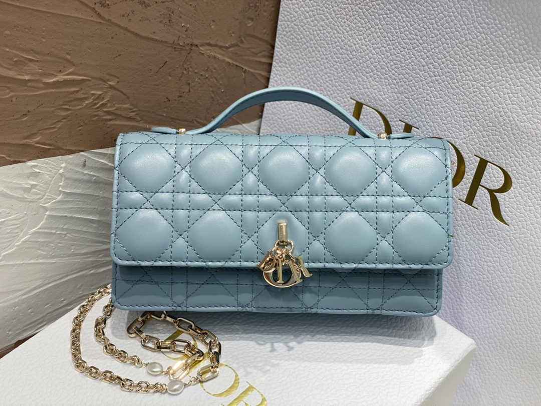 Dior S0980 MISS DIOR MINI BAG Blue Cannage Lambskin - Default Title - View 1