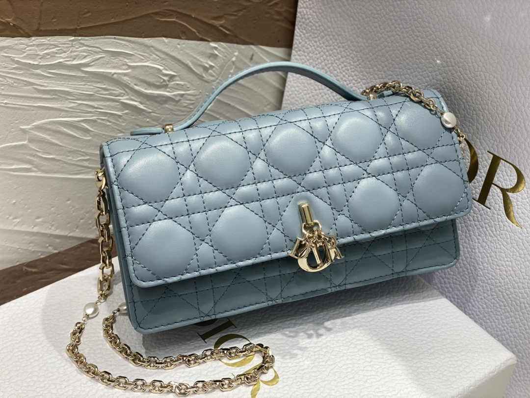 Dior S0980 MISS DIOR MINI BAG Blue Cannage Lambskin - Default Title - View 3