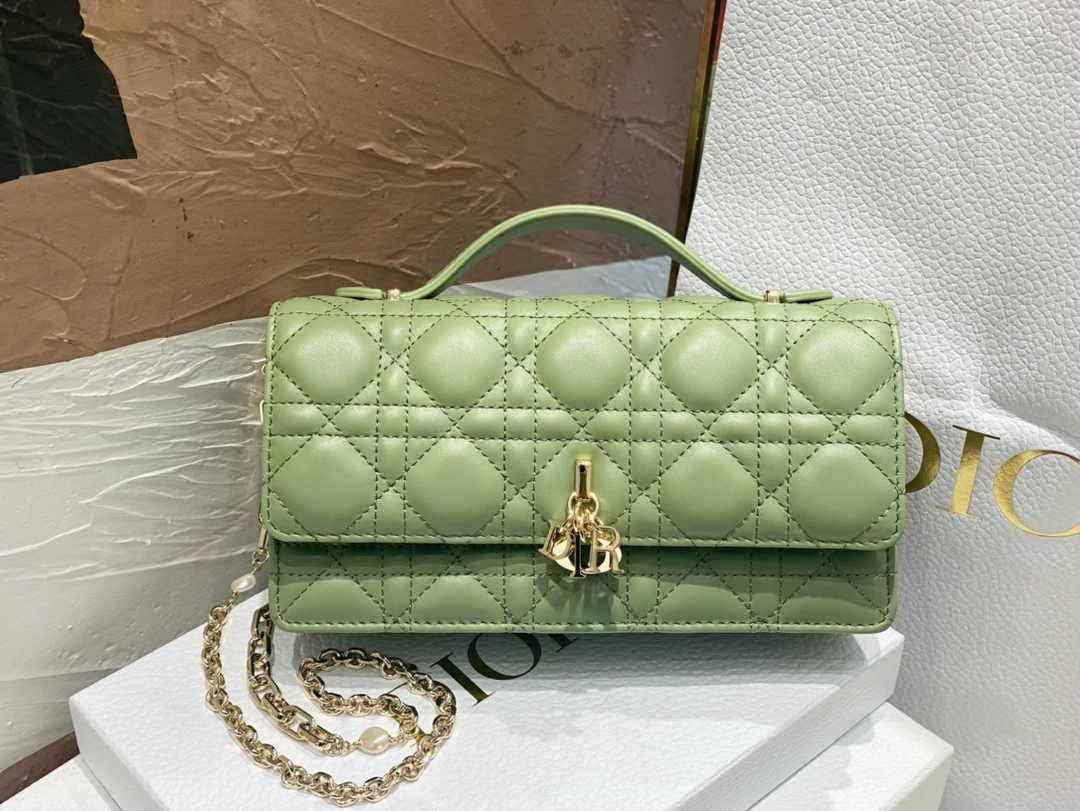 Dior S0980 MISS DIOR MINI BAG Green Cannage Lambskin - Default Title - View 1