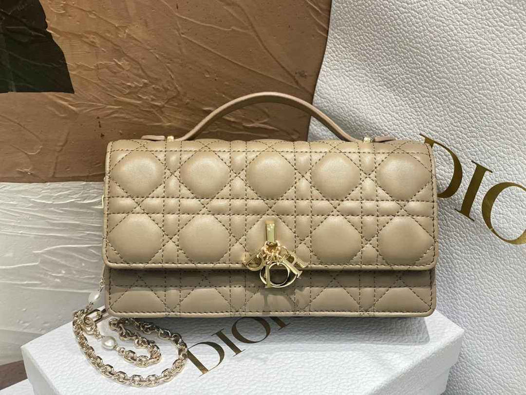 Dior S0980 MISS DIOR MINI BAG Dark Beige Cannage Lambskin - Default Title - View 1