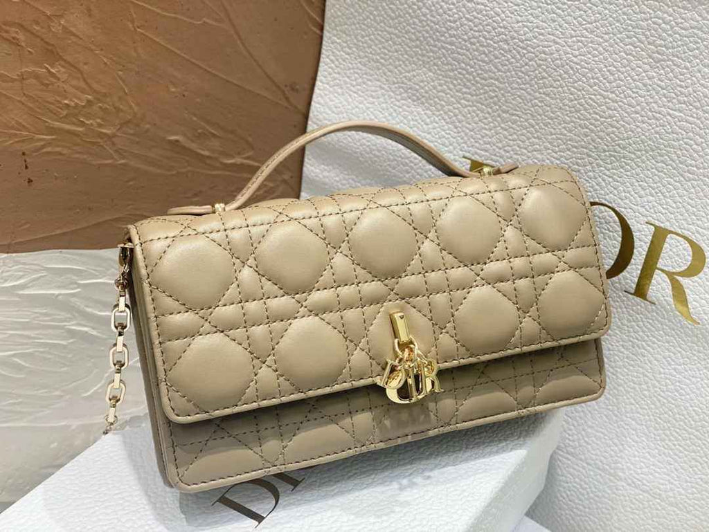 Dior S0980 MISS DIOR MINI BAG Dark Beige Cannage Lambskin - Default Title - View 3