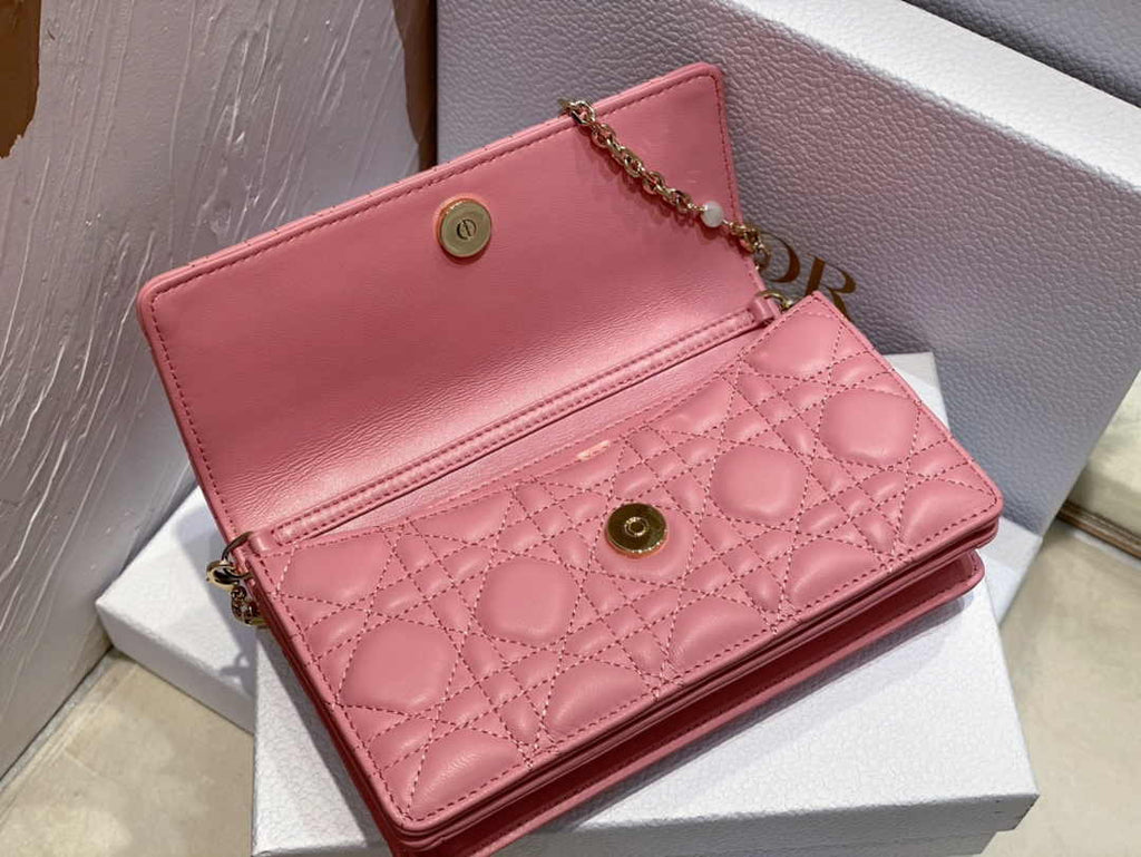 Dior S0980 MISS DIOR MINI BAG Melocoton Pink Pearlescent Cannage Lambskin - Default Title - View 7